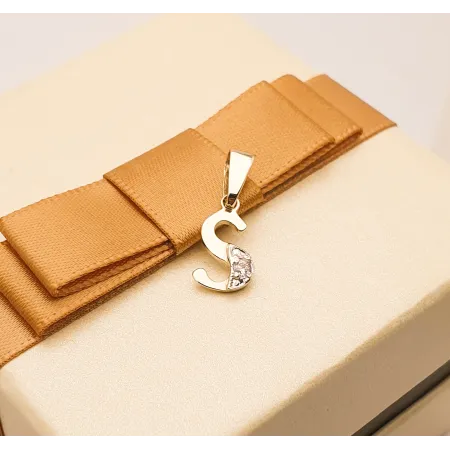 ZŁOTA ZAWIESZKA 585 LITERKA S z CYRKONIĄ 