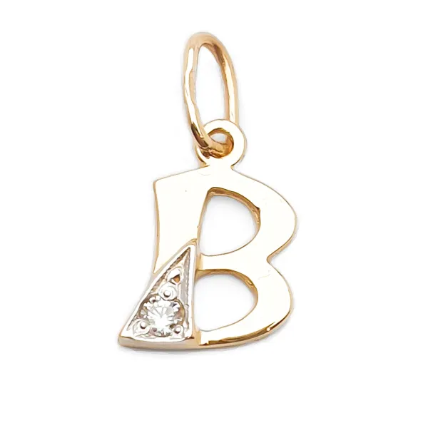 ZŁOTA 585 ZAWIESZKA LITERKA B Z CYRKONIĄ
