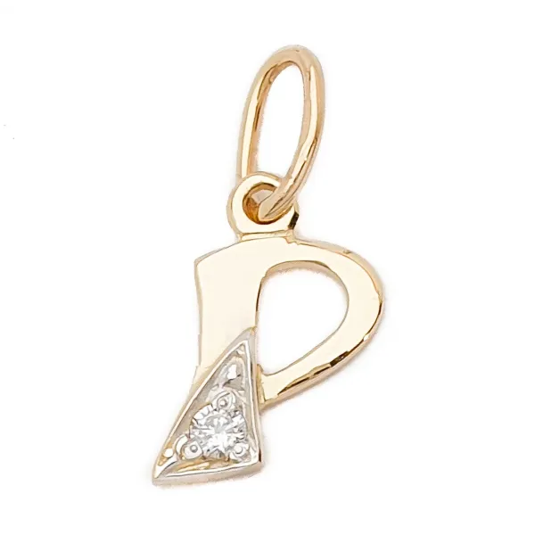 ZŁOTA ZAWIESZKA 585 LITERKA P z CYRKONIĄ