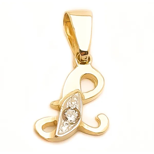 ZŁOTA ZAWIESZKA 585 LITERKA Ł Z CYRKONIĄ 