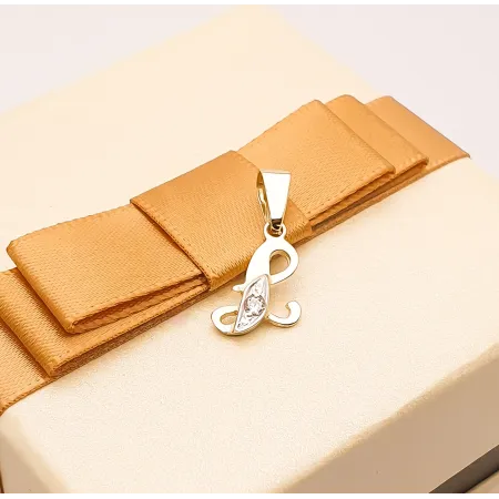 ZŁOTA ZAWIESZKA 585 LITERKA Ł Z CYRKONIĄ 