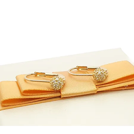 ZŁOTE KOLCZYKI WISZĄCE PÓŁKULKI CYRKONIA pr 585