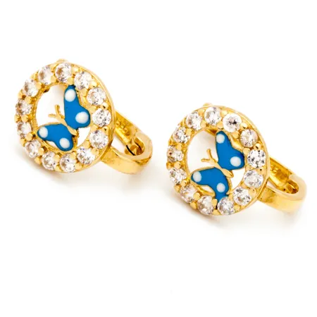 ZŁOTE KOLCZYKI MOTYLKI 585 ZAPIĘCIE ANGIELSKIE