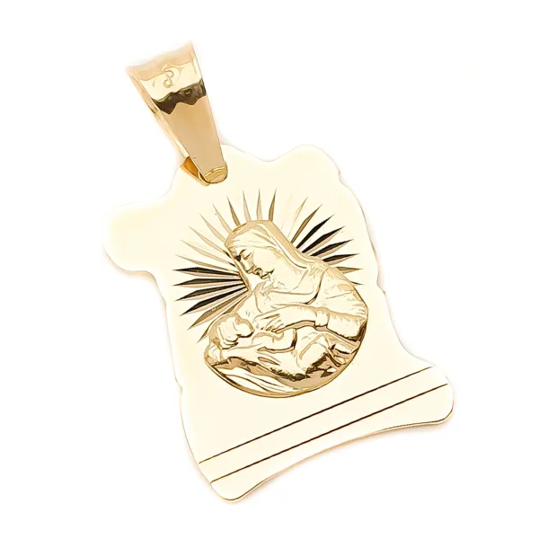 Złoty Medalik Papirus Matka Boska z Dzieciątkiem