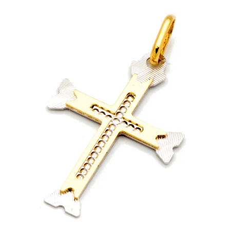 ZŁOTY KRZYŻYK  ZÓŁTO BIAŁY 585 DIAMENTOWANY