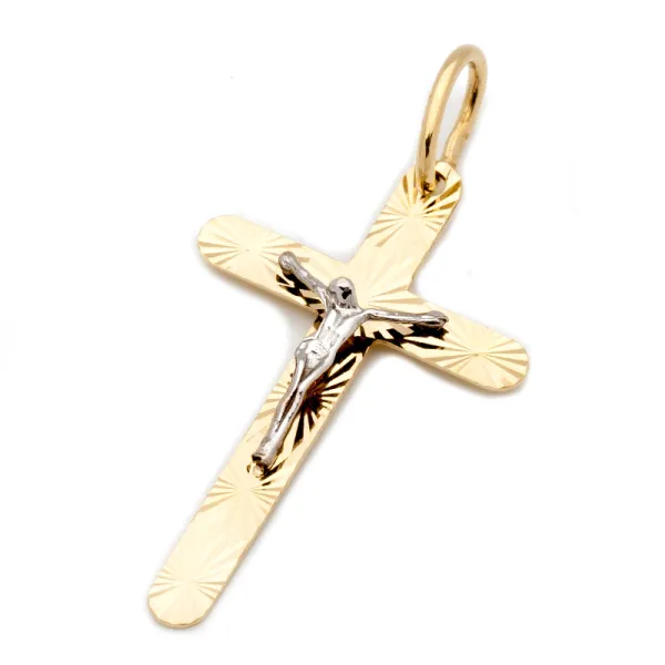 ZŁOTY KRZYŻYK FIGURKA PANA JEZUSA W BIAŁYM ZŁOCIE 