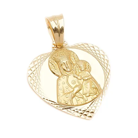 Złoty Medalik Matka Boska Częstochowska Grawer