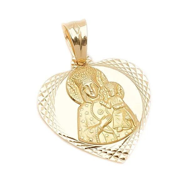 Złoty Medalik Matka Boska Częstochowska Grawer