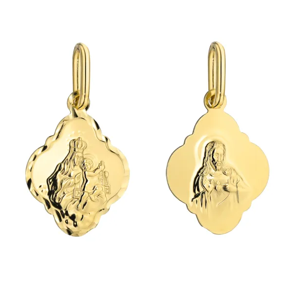 Złota 585 Zawieszka Medalik Szkaplerzny 