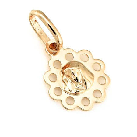 Złoty Medalik 585 Matka Boska w Ażurowym Kółku 