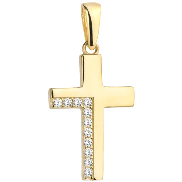Złoty Krzyżyk z Cyrkoniami Elegancki Prezent 585