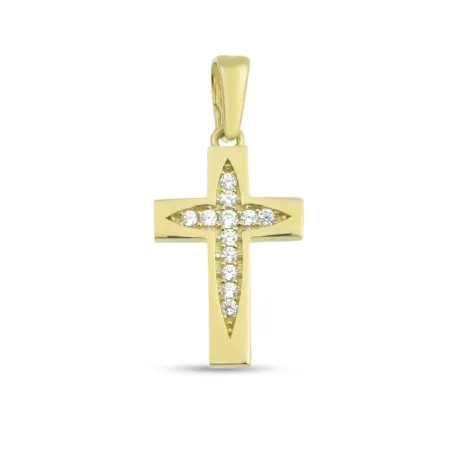 Złoty Krzyżyk z Cyrkoniami Elegancki Prezent 585