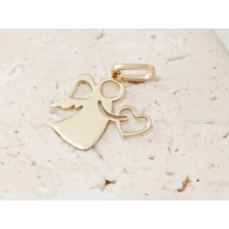 ZŁOTA ZAWIESZKA 585 ANIOŁEK Z SERDUSZKIEM