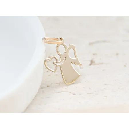 ZŁOTA ZAWIESZKA 585 ANIOŁEK Z SERDUSZKIEM