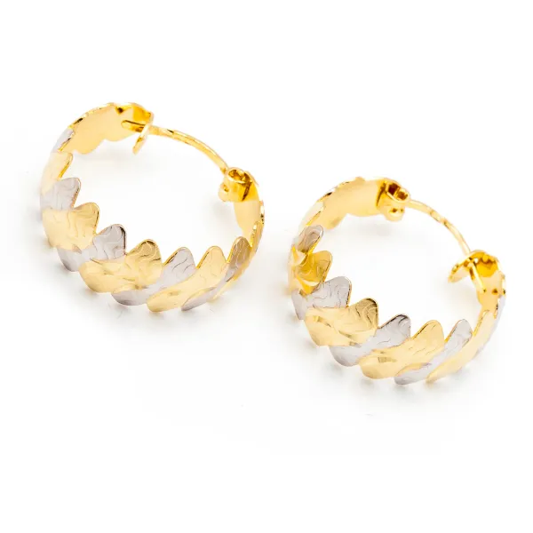 ZŁOTE KOLCZYKI 585 DWUKOLOROWE DIAMENTOWANE