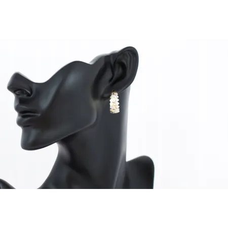 ZŁOTE KOLCZYKI 585 DWUKOLOROWE DIAMENTOWANE