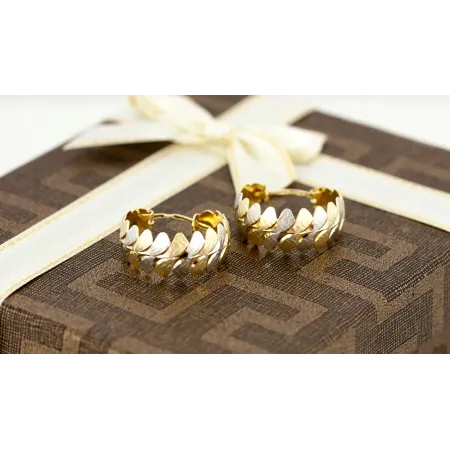 ZŁOTE KOLCZYKI 585 DWUKOLOROWE DIAMENTOWANE