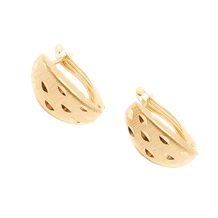 Złote Kolczyki Satynowo Diamentowane 585 Prezent