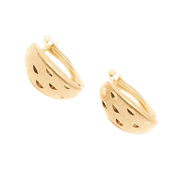 Złote Kolczyki Satynowo Diamentowane 585 Prezent