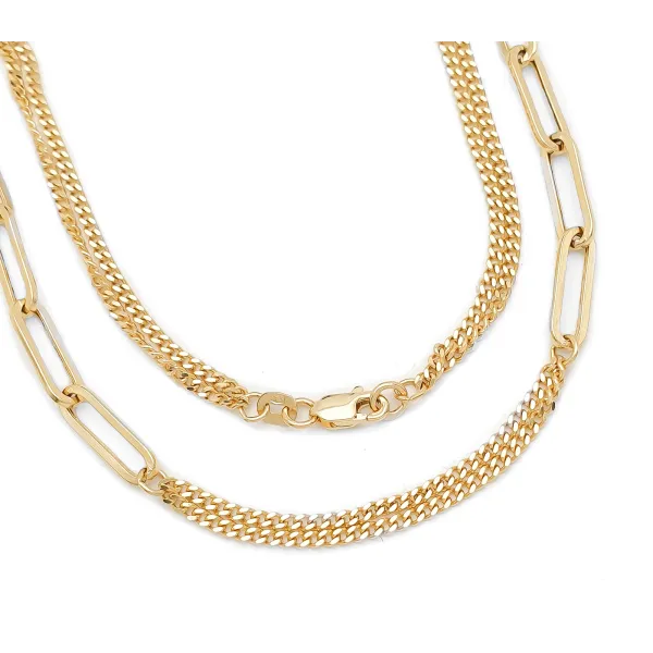 Złoty 585 Łańcuszek Modny 50cm na Prezent