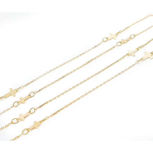 Złoty Naszyjnik 585 z Krzyżykami Długi