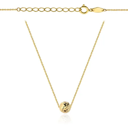 Złoty Naszyjnik 585 z Kulką Diamentowaną Dużą