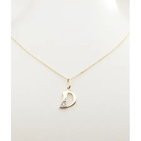 ZŁOTA ZAWIESZKA 585 LITERKA D z CYRKONIĄ 