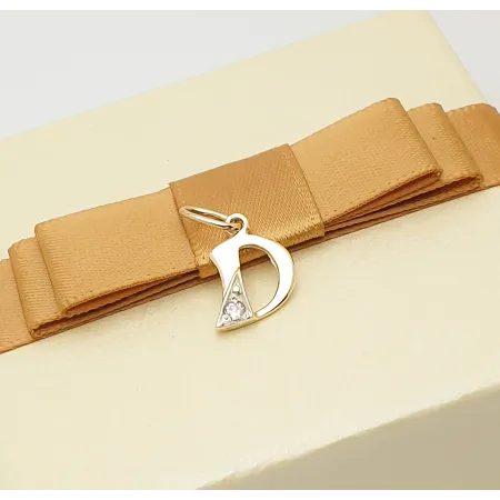 ZŁOTA ZAWIESZKA 585 LITERKA D z CYRKONIĄ 