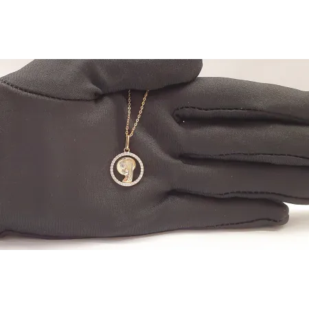 Złoty 585 Medalik Matka Boska Cyrkonie na Prezent