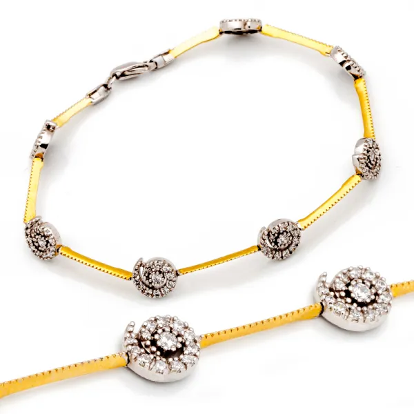 ZŁOTA BRANSOLETKA 585 WYJĄTKOWY MODEL ŻÓŁTO BIAŁA