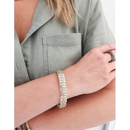 Damska Bransoletka Żółto Białe Złoto pr 585