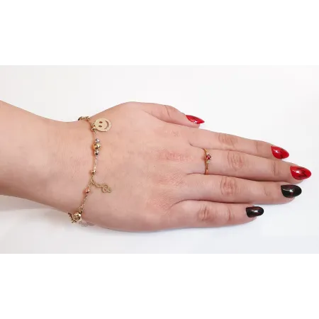 Złota Bransoletka Buźka Klucz Wiolinowy Cyrkonie