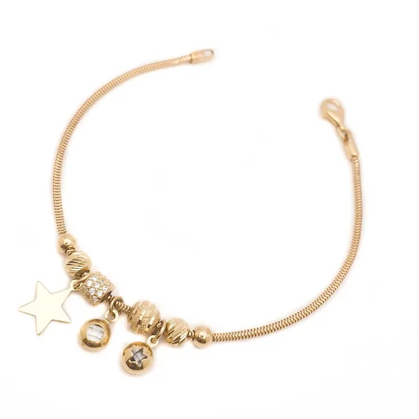 Złota Bransoletka Gwiazdki Cyrkonie 585 na Prezent