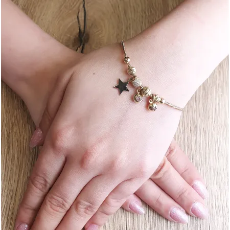 Złota Bransoletka Gwiazdki Cyrkonie 585 na Prezent