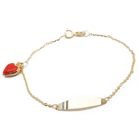 Złota Bransoletka 585 Blaszka Złote Serce 16cm 