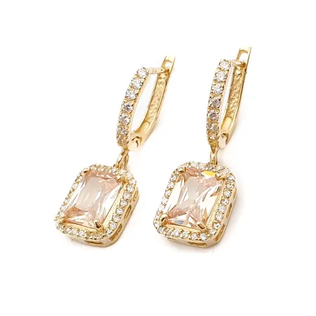 ZŁOTE 585 KOLCZYKI WISZĄCE JASNY ŁOSOŚ