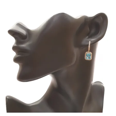 ZŁOTE KOLCZYKI 585 TOPAZ I CYRKONIE