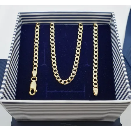 ZŁOTY 585 ŁAŃCUSZEK PANCERKA PEŁNA 45 cm 