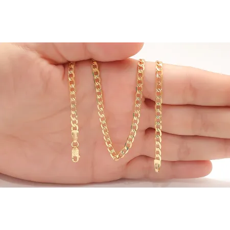 ZŁOTY 585 ŁAŃCUSZEK PANCERKA PEŁNA NACINANA 50cm