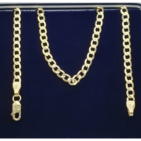 ZŁOTY 585 ŁAŃCUSZEK PANCERKA PEŁNA NACINANA 55cm 