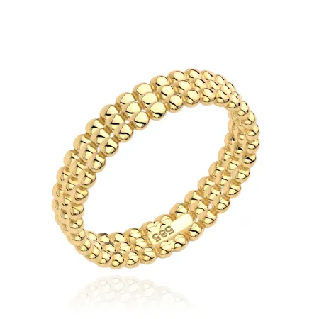 Złoty Pierścionek 585 Kulki Trzy Rzędy roz.14