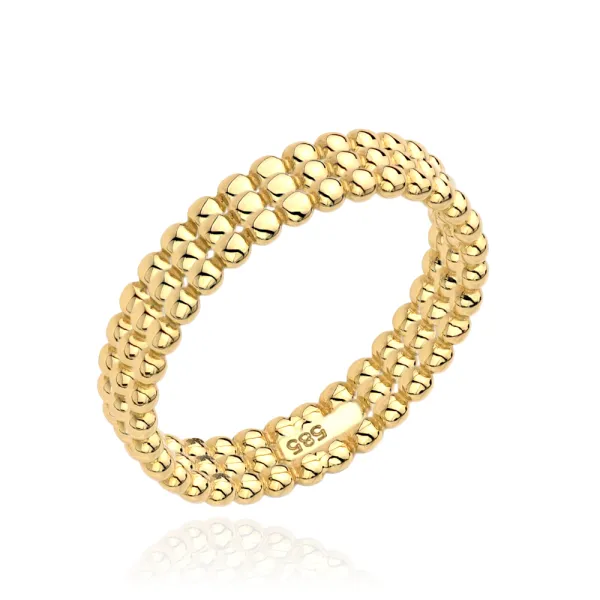 Złoty Pierścionek 585 Kulki Trzy Rzędy roz.14