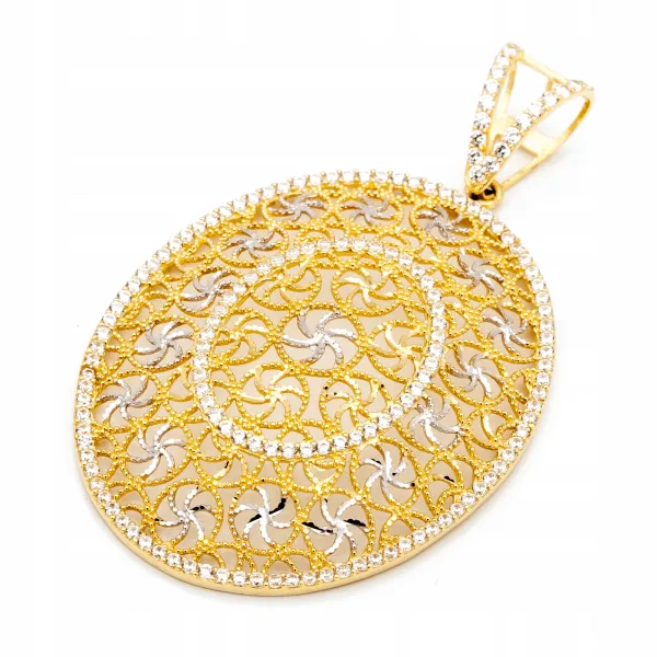 Złota Zawieszka próba 585 Duża Rozeta Owal Z1392