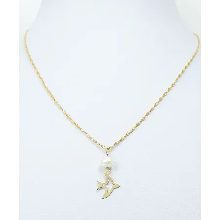 Złota Zawieszka Jaskółka z Perełką 