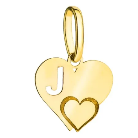 Złota Zawieszka Literka ''J'' w Sercu 585