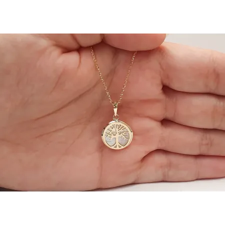 Złota Zawieszka 585 Drzewko Szczęścia Masa Perłowa