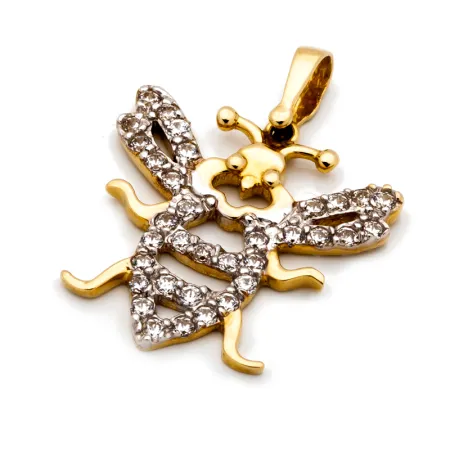 ZŁOTA ZAWIESZKA PSZCZÓŁKA CYRKONIA