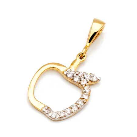 ZŁOTA ZAWIESZKA JABŁUSZKO WYSADZANE CYRKONIĄ