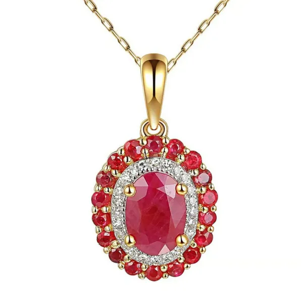 Złota Zawieszka z Rubinami i Diamentami pr 585