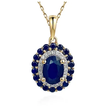 Złota Zawieszka Szafir Diamenty pr 585 na Prezent